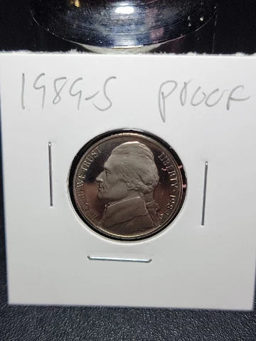 1989 S Proof Jefferson Nickel in Uncirculated Condition in Coin-Flip Cover