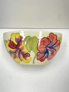 MOORCROFT OVAL PLANTER VASE HIBISCUS PATTERN 6.5" X 3" X 3.5" Made in England - Picture 1 of 10