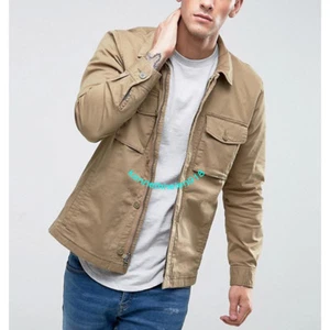 ABERCROMBIE & FITCH GARMENT DYE HEMDJACKE MIT REISSVERSCHLUSS KHAKI HERREN GRÖSSE MEDIUM - Bild 1 von 11