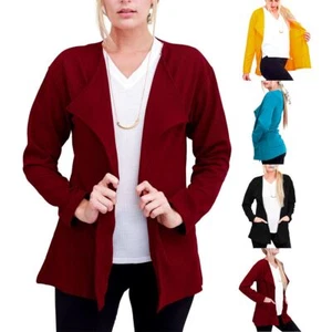 Women Casual Blazer Jacket Coat Tops Outwear Long Sleeve Cardigan Work Office - Picture 1 of 16