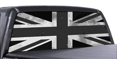 FGD Truck Rear Window Decal Black and White British Flag Vinyl Wrap - Image 1 of 3