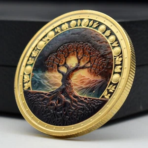 Tree of Life Challenge Medal Art Ornament Gold Plated Coin Festival Gift Crafts - Picture 1 of 12