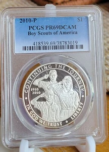 2010-P PCGS PR69DCAM Boy Scouts of America Modern Commemorative Silver Proof $1 - Picture 1 of 2