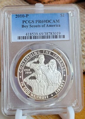 2010-P PCGS PR69DCAM Boy Scouts of America Modern Commemorative Silver Proof $1 - Image 1 of 2