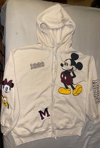 DISNEY "MICKEY MOUSE" FLEECE JACKET/ZIPPER/POCKET/BEIGE/medium/HOODED  LS 71868 - Picture 1 of 21