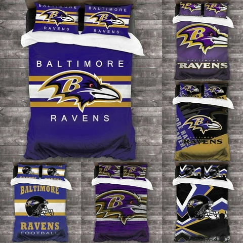 Baltimore Ravens Bedding Set 3PCS Duvet Cover Quilt Cover Pillowcases Fan Gift Cover