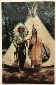 Chippewa Indian Chief & Wife RPPC Chief Peedaweedom Wife Shejoannoqua Postcard - Picture 1 of 1