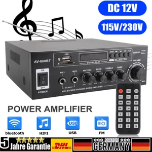 Bluetooth Verstärker Vollverstärker HiFi Stereo Amplifier Digital FM USB 2000W - Bild 1 von 14