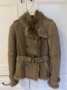 Women’s Beige Burberry Shearling Jacket size UK 6 - Picture 1 of 9