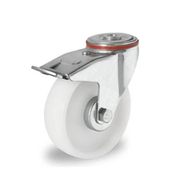 DER ROLLENDE SHOP Lenkrolle mit Rückenloch und Feststeller 125 mm Polyamid