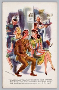 Postcard WWII American Theatre Wing Stage Door Canteen Military Comic - Picture 1 of 2