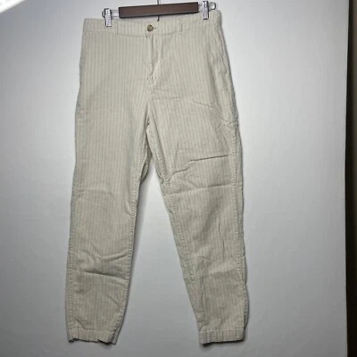Women's Size Medium Waist 28-29" Linen and Cotton  Pants Ivory and Blue/Gray EUC - Image 1 of 4