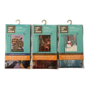 3 Gartenfahnen Happy Halloween Weihnachten Santa Winter Schneemann 12,5"x18" Neu in Verpackung - Bild 1 von 4