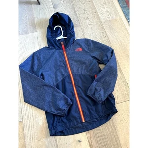 The North Face Kids Flurry Windbreaker Rain Jacker Hooded Blue Size M 10/12 - Picture 1 of 8