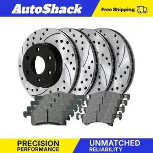 Front Rear Drilled Slotted Brake Rotors Ceramic Pads for Lincoln Navigator - Picture 1 of 7