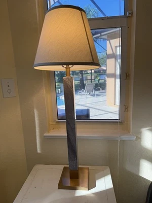 Tall Marble And Metal Guvner lamp 39” X 12 “ - Image 1 of 4