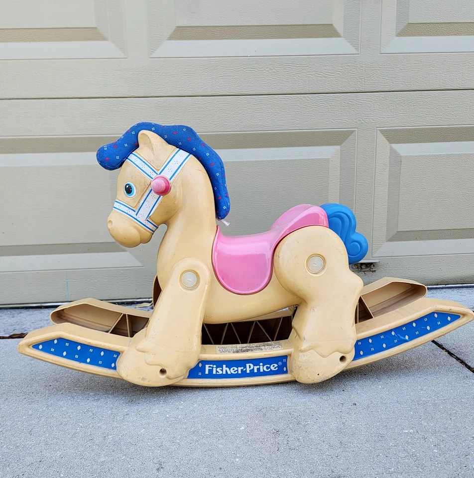 Vintage 1988 Fisher Price cavalo de balanço pônei brinquedo infantil anos 80 - Imagem 1 de 4