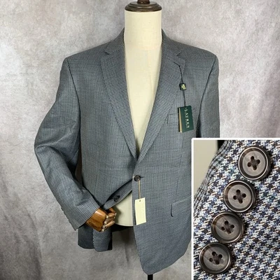 Ralph Lauren Blazer Chaqueta Hombres 44R Seda Lana Pata de Gallo Deporte Abrigo Traje NUEVO Foto 1 de 4