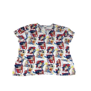 R10- DC Comics - Wonder Woman - Scrubs Top/Shirt with Pockets - Size X3 - Picture 1 of 5