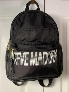 Steve Madden Bforce 2 Black One Size LOGO Zip Backpack Urban Chic - Picture 1 of 15