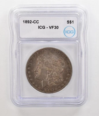 1892-CC Morgan Silver Dollar VF30 ICG Nice Tone *5494 - Image 1 of 3