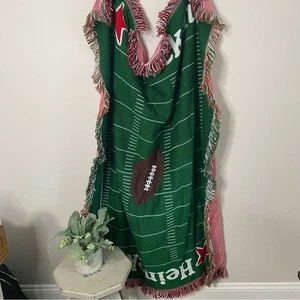 Heineken 51x43 Knit Fringe Trim Football Field Throw Blanket - Picture 1 of 4