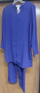S G Sport Womens 2 Pc Pant Suit Size 1XW Padded Blouse Pants Blue NWT - Picture 1 of 8