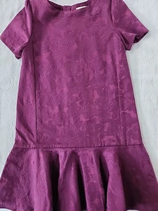 Kate Spade Girls Plum Floral Drop Waist Dress Size 10 Preowned - Picture 1 of 7