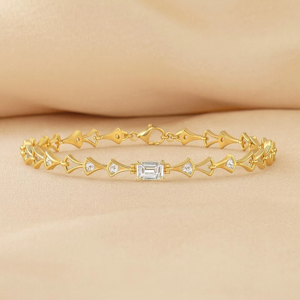 Lab Grown Diamond Bracelet 14K Solid Gold – April Birthstone # 1015 - Image 1 of 1