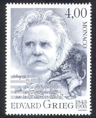 Монако 1993 Эдвард Григ/Композиторы/Музыка/Люди/Развлечения/Искусство 1v (n38562) - Изображение 1 из 1
