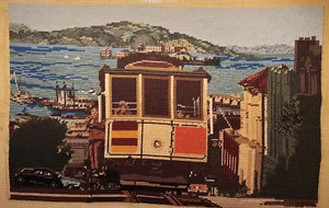 Teleférico realista completado Needlepoint San Francisco 23” x 15” de colección - Imagen 1 de 7