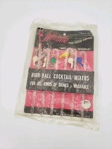 Vintage Mid Century Wet Your Whistle Cocktail Swizzle Mixers S/6 Orig Packaging - Picture 1 of 4