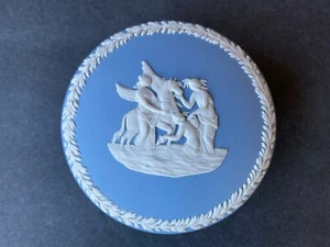 Caja de baratijas redonda de jaspe azul Wedgwood - Imagen 1 de 6