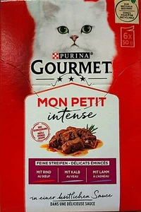 (EUR 18,29/kg) Gourmet Mon Petit 3 Sorten Mix Rind Kalb Lamm in Sauce 24 Beutel - Bild 1 von 5