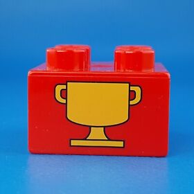 Duplo Lego 3085 Race Action Replacement Red Brick 2 x 2 Trophy Cup Pattern 3437