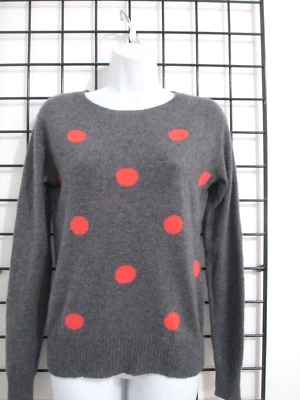HALOGEN 🌸  XS /SMALL / 34" BUST==GRAY POLKA DOT  / CASHMERE / CREW NECK SWEATER - Image 1 of 4