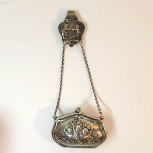 👜Antigua cartera Chatelaine de plata de ley con querubines 👝 - Imagen 1 de 10