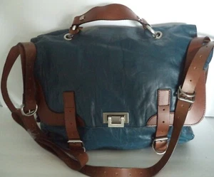 Designer "Kenneth Cole New York" Aktentasche aus weichem Leder, Denim - Bild 1 von 10