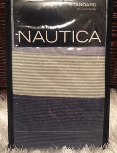 NAUTICA Terry Cove~Blue/Green Standard SHAM QUILT, 20 in X 26 in #883893534551 - Picture 1 of 7