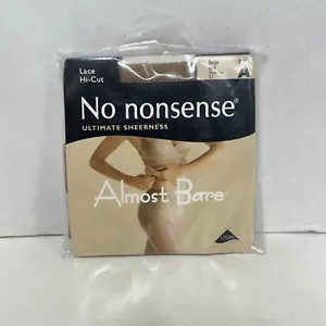 VTG No Nonsense Almost Bare Pantyhose A Lace Panty Hi-Cut Beige Sheer Toe USA - Picture 1 of 7