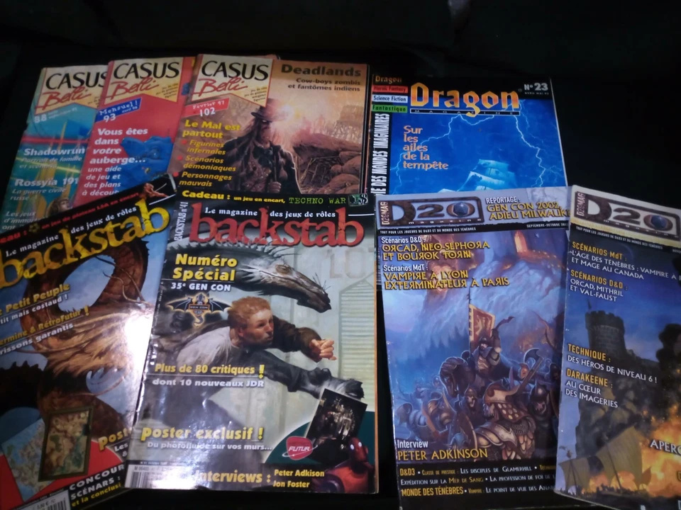 JDR - Lot de 8 Revues Jeux de Rôles - Casus Belli / Dragon Mag / D20 / Backstab - Photo 1/1