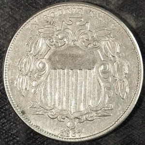 1867 Schild Nickel ohne Strahlen ☆☆ zirkuliert ☆☆ Stempelrisse bis Datum 227 - Bild 1 von 2