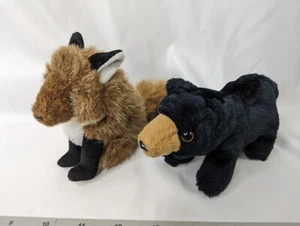 Folkmanis marioneta de dedo peluche oso negro zorro rojo juguete de peluche - Imagen 1 de 7