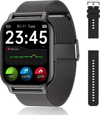 Smartwatch Herren mit Bluetooth Anruffunktion, Fitness, iOS & Android - Schwarz - Bild 1 von 4