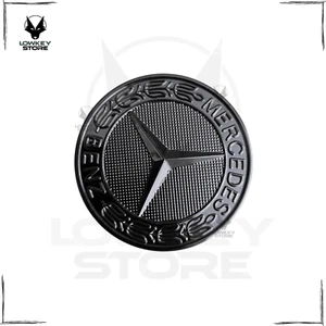 Gloss Black Mercedes Benz 57mm Replacement Front Bonnet Emblem Badge C E S AMG - Picture 1 of 4