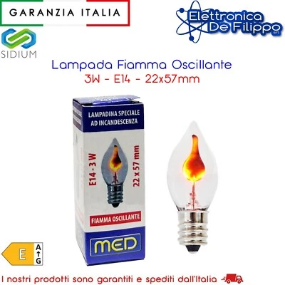 Lampadina Con Fiamma Interna Effetto Da 3 Watt - Attacco E14 - 22x57mm - Immagine 1 di 2