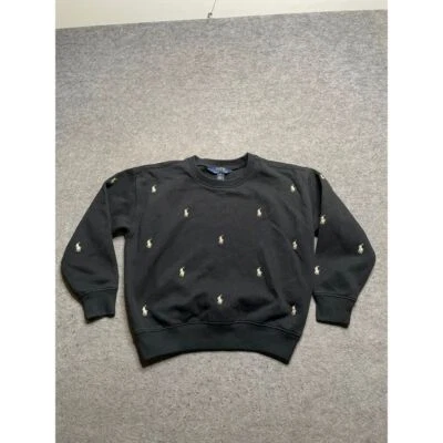 Polo Ralph Lauren Niños Sudadera Negra Todo Poni Logo Patrón Talla 6X Foto 1 de 4
