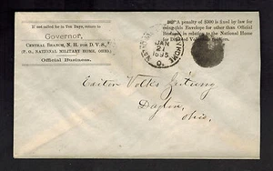 1895 National Military Home Dayton OH Official Cover to Volks Zeitung Newspaper - Picture 1 of 2