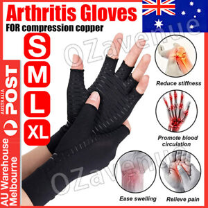 Compression Copper Arthritis Gloves Hand Wrist Brace Finger Pain Relief Support
