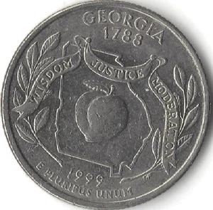 1999-D, 25 cent, Georgia, Washington, 50 Stati (US COIN, MONEY, DA COLLEZIONE) - Foto 1 di 2